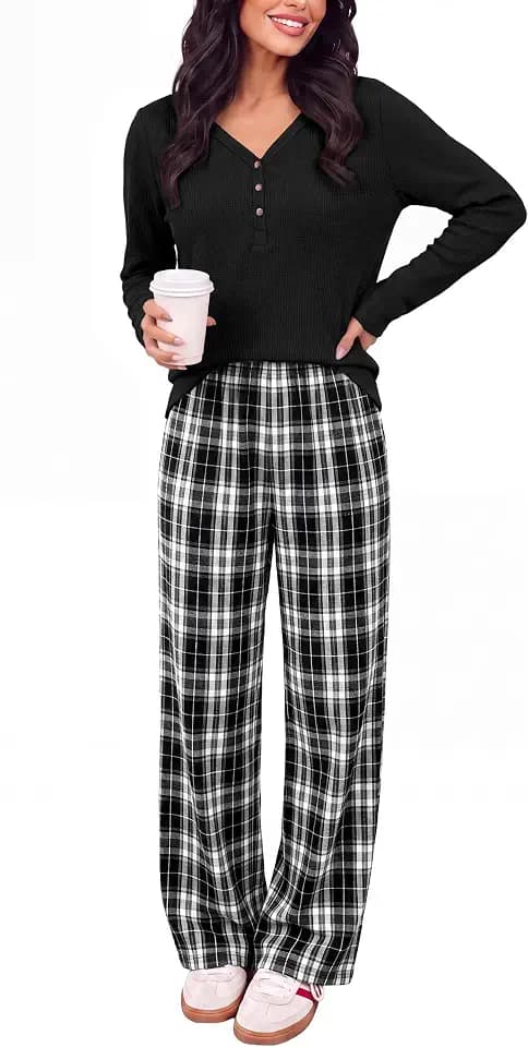 ANRABESS Women's Pajama Sets Sleepwear Lounge Set 2 Piece Outfits Pjs