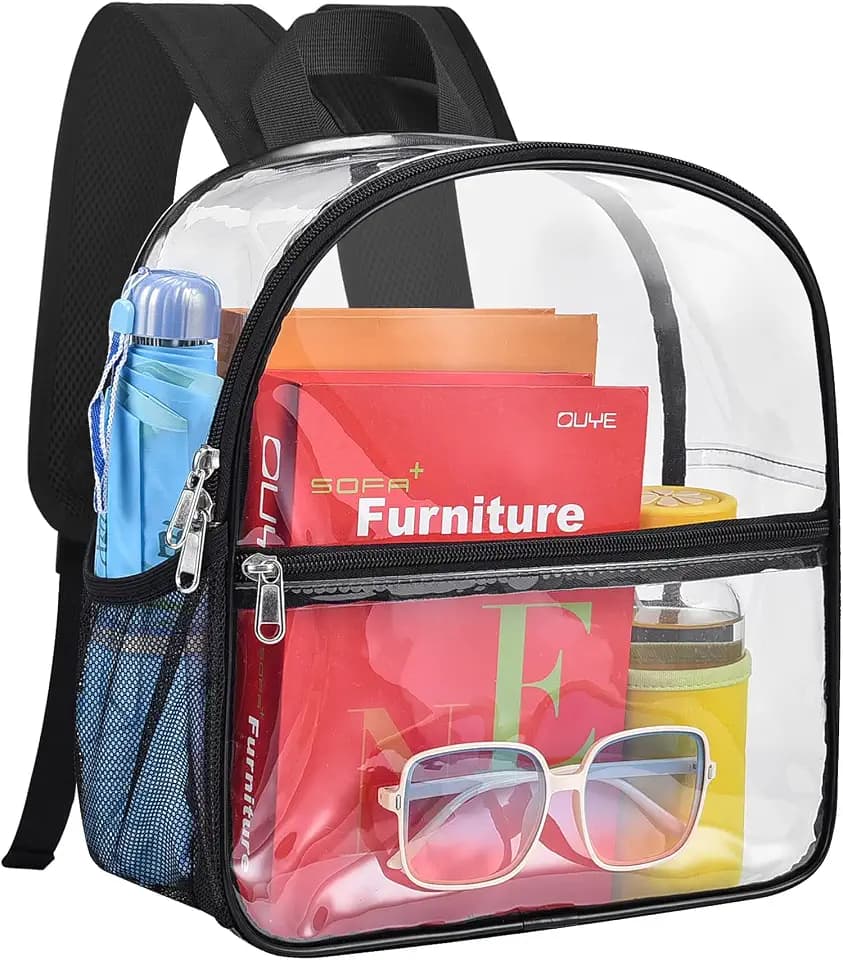Paxiland Clear Backpack Stadium Approved, 12x10.5x6 Inches Clear School Bag