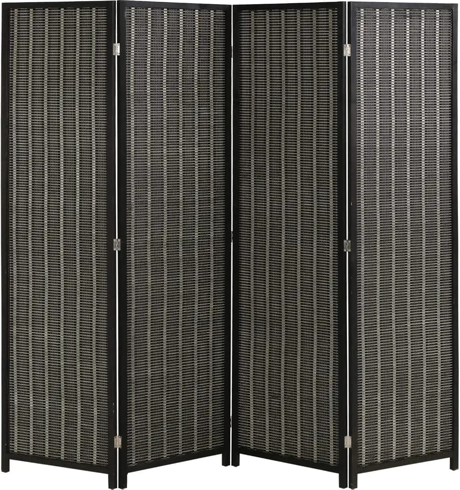 FDW 4-Panel Folding Room Divider | 6ft, Black | Light & Portable