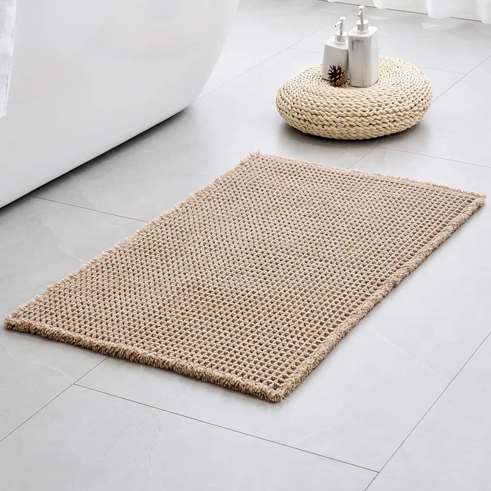 Disolla Waffle Bath Mat, 36x24 Absorbent Waffle Bathroom Rug, Khaki