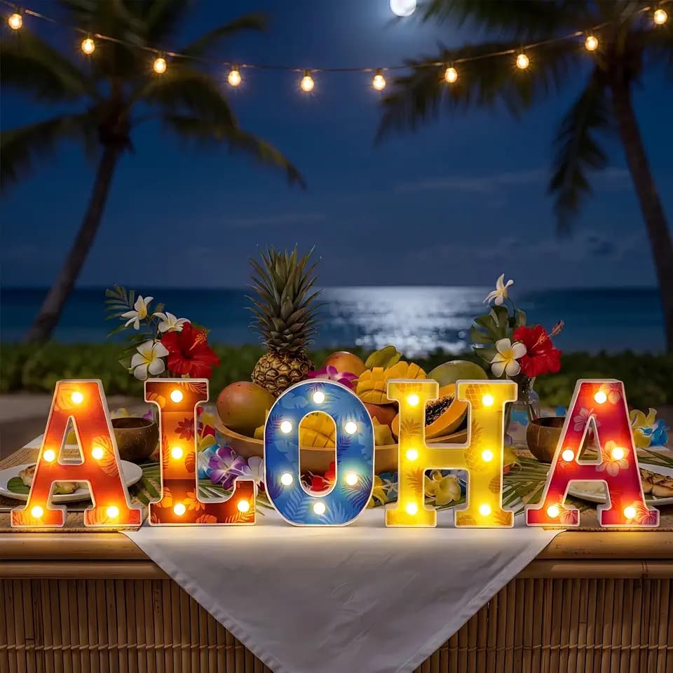 Hawaiian Aloha Luau Party Light up Sign Decorations