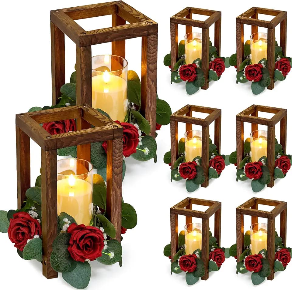 18 Pcs Wedding Wooden Lantern Centerpiece