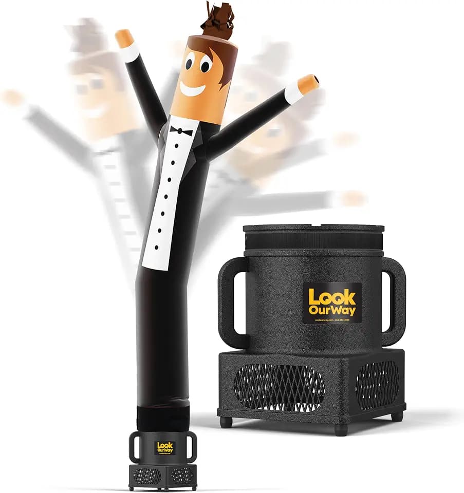 LookOurWay Air Dancers Wacky Waving Inflatable Tube Man - 7ft Tall Inflatable Dancing Man with Weather-Resitant Blower for Business Advertising - Wedding Bridal Tux Theme - Groom