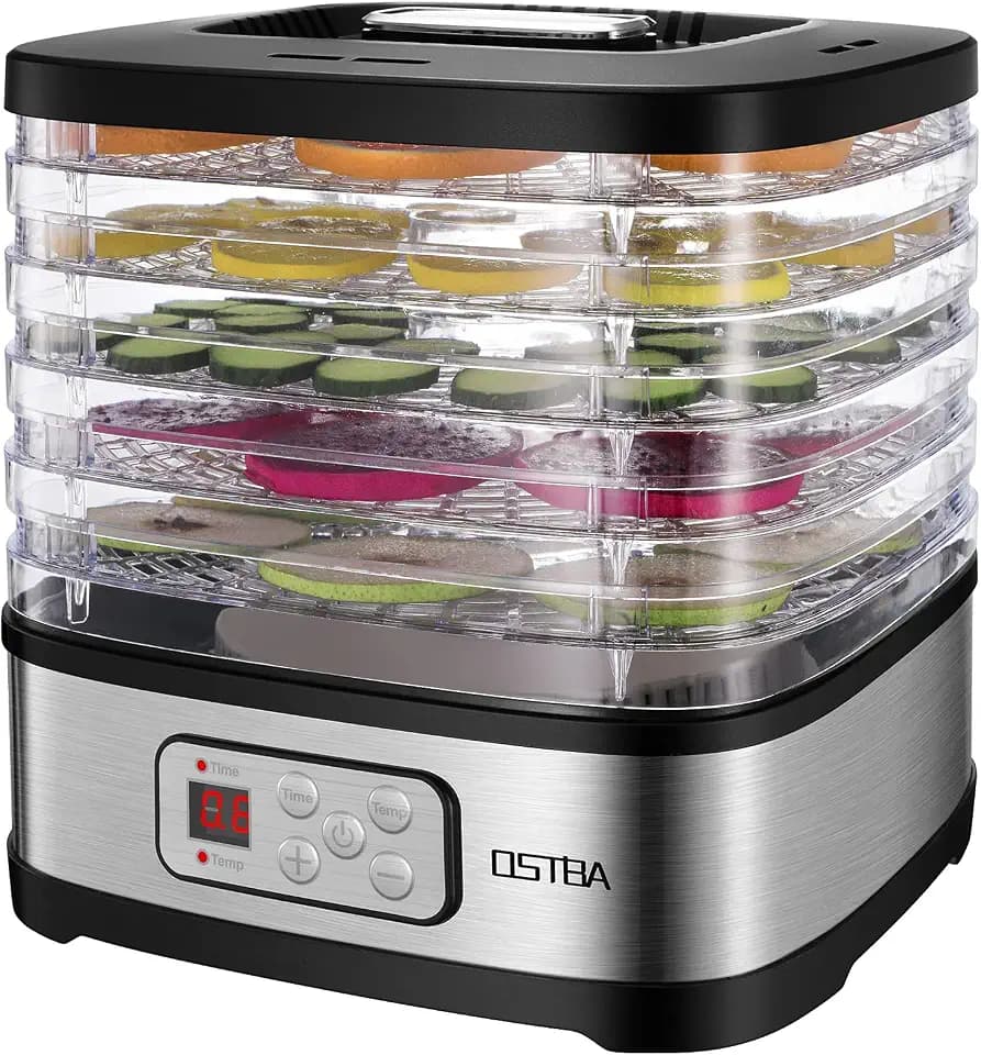 OSTBA Food Dehydrator, 5 Trays, 240W Dryer for Jerky, Fruit & Snacks