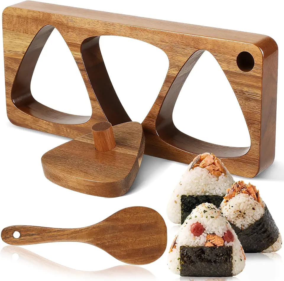 Sliner Onigiri Mold Set, Acacia Wood Rice Ball Mold Large, Home Picnic DIY