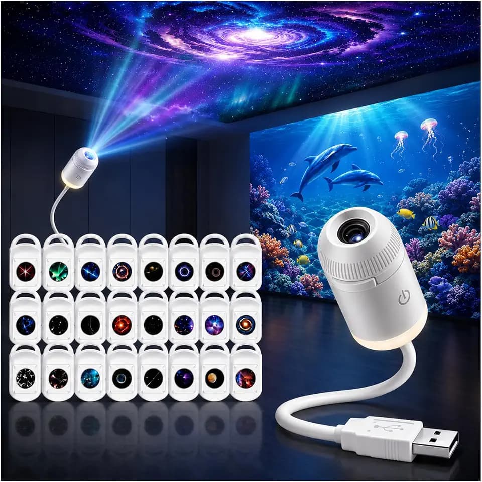 Sternenhimmel Projektor Unterwasserwelt - 360° Filmenholografischer Nachtlicht Projektor, USB Plug and Play hd Sternenprojektor, Galaxy-projector Night Light, ProjektorGalaxy für Schlafzimmer, Auto