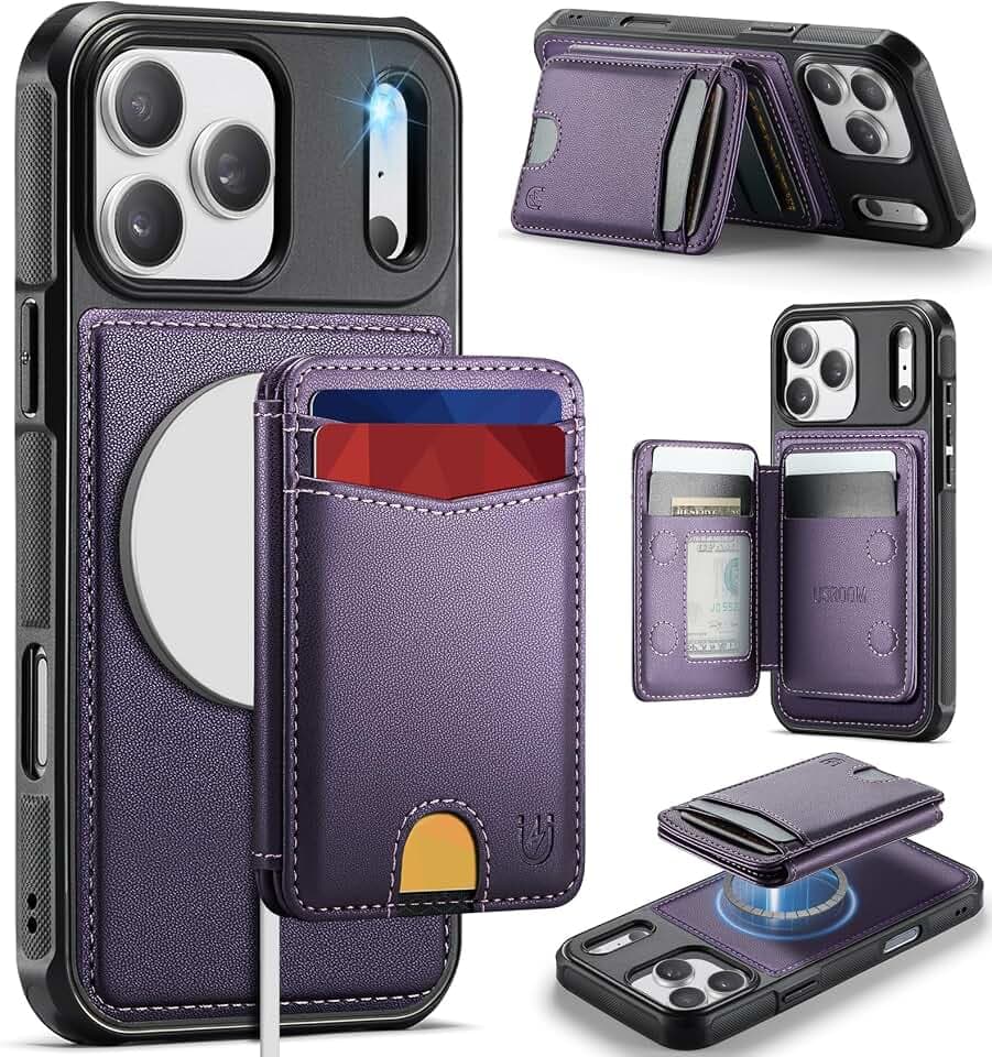 for iPhone 18 Pro/17 Pro Wallet Case Compatible with Magsafe Purple