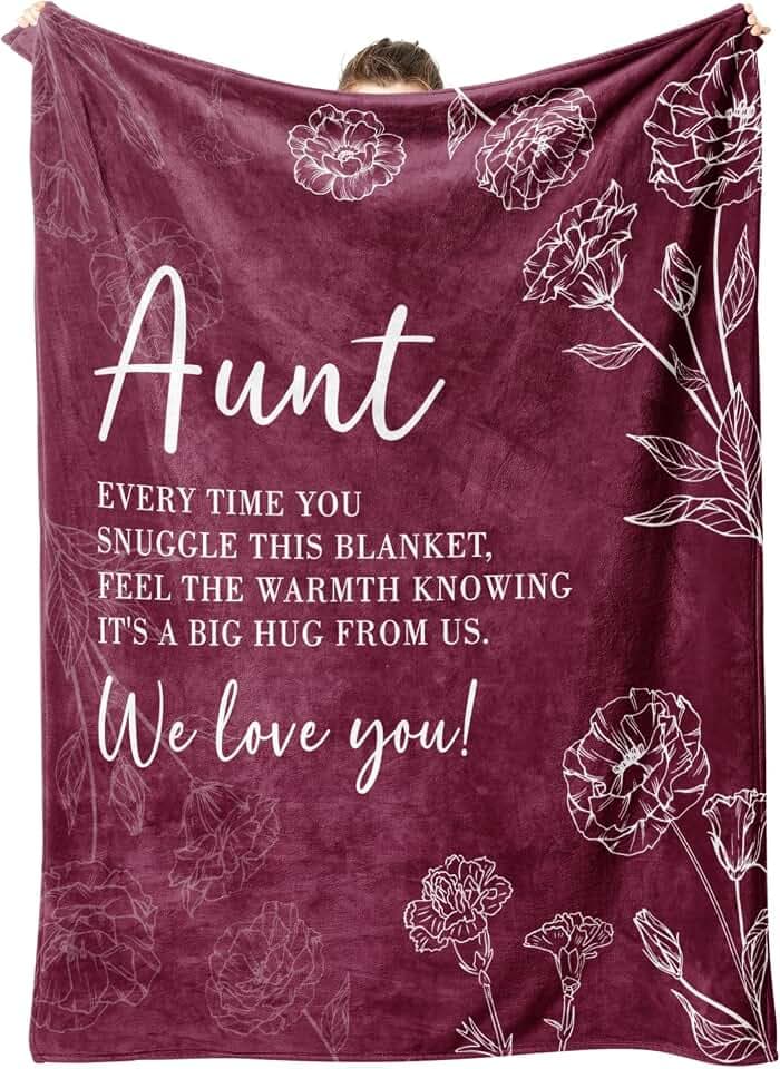 GiltGlimmer Aunt Gifts, Aunt Floral Blanket 50" x 60", Burgundy