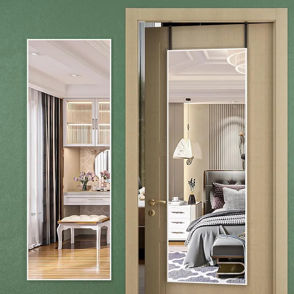 Hasipu Door Mirror Full Length, 51 x 16 Inch Full Body Wall Mirror Over The Door Hanging Mirror for Bedroom, Living Room, Cloakroom