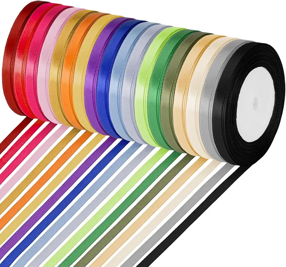 392 Yards Rainbow Satin Ribbon for Gift Wrapping, Double Face Ribbon Set