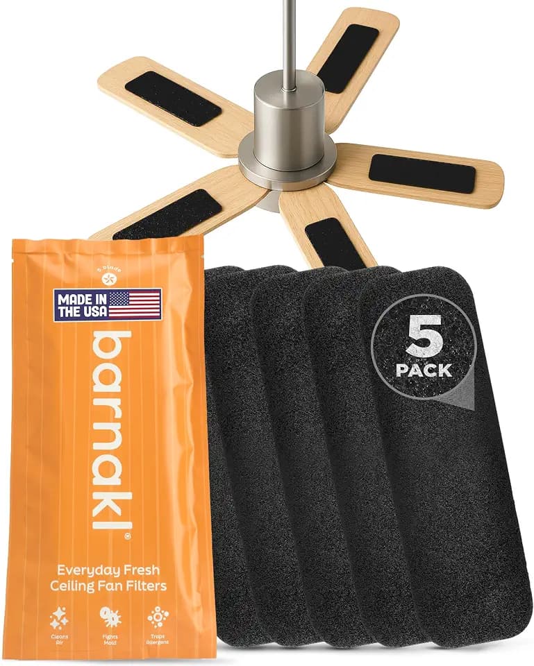 Barnakl Ceiling Fan Air Purifier Pads, Carbon Filters for Blades, 5 Count