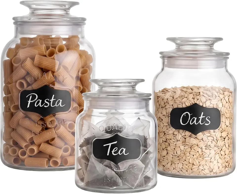 American Atelier Glass Kitchen Canister Set w/Airtight Lids, 3 PC 33-60 Oz