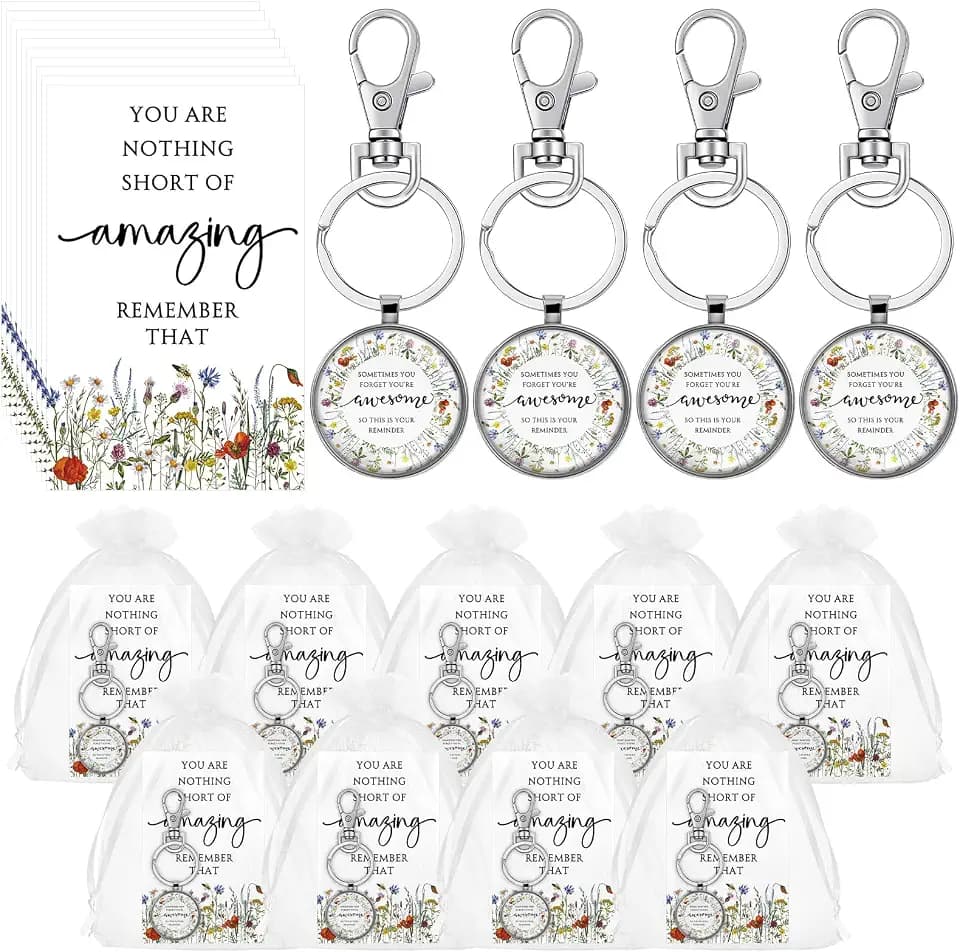 Equsion 20 Pcs Inspirational Keychains for Woman Bulk