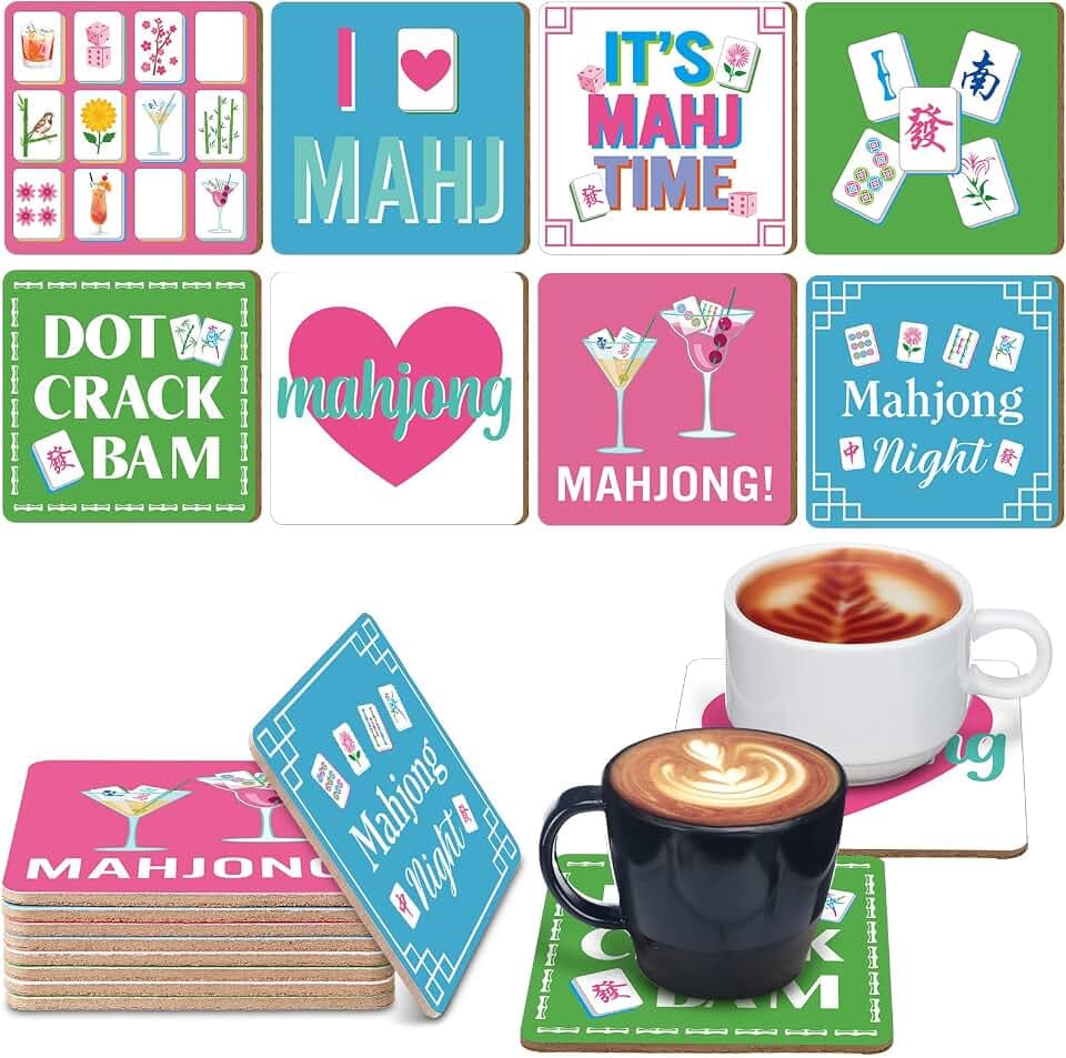 Patelai 8 Pcs Mahjong Coasters 3.94" x 3.94" Mah Jong Gifts, Cute