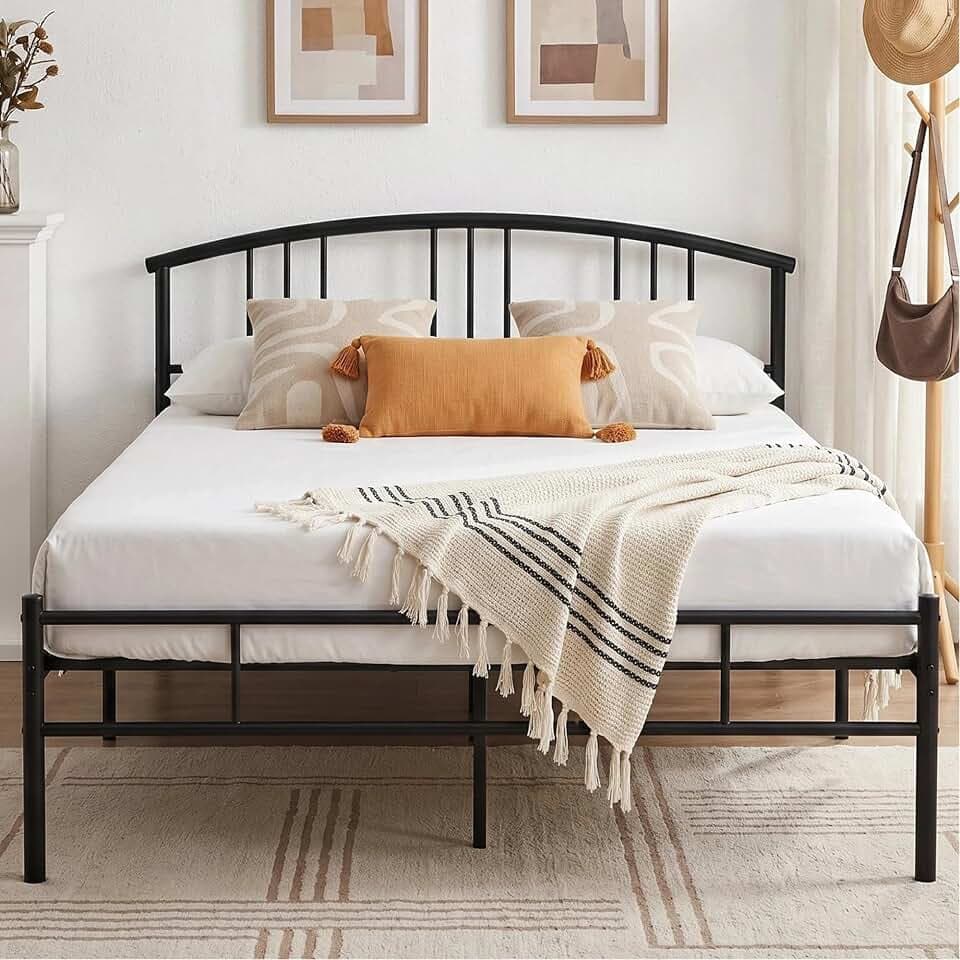 VECELO Full Bed Frame with Headboard and Footboard, 14 Inch Metal Platform Mattress Foundation, Sturdy Premium Steel Slat/No Box Spring Needed