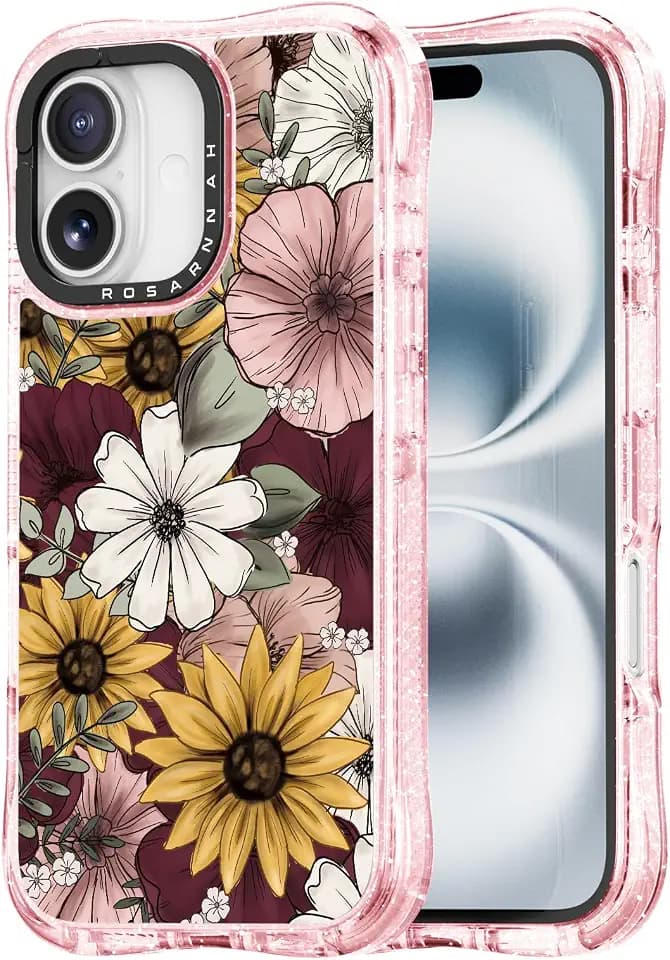 for iPhone 16 Case Aesthetic Pink, Sunflower