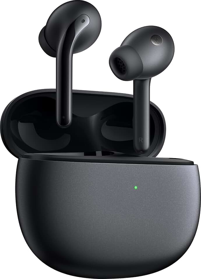 XIAOMI Buds 3 Bluetooth In-Ear Kopfhöhrer (Aktive Geräuschunterdrückung, Transparenzmodus, Premium Hi-Fi Sound, bis zu 32 Std Akkulaufzeit mit Wireless Charging Ladecase, IP55) schwarz Einheitsgröße