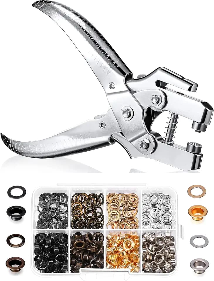 Grommet Tool Kit Eyelet Plier, Gold, Silver, Grey, Copper, 3/16 Inch