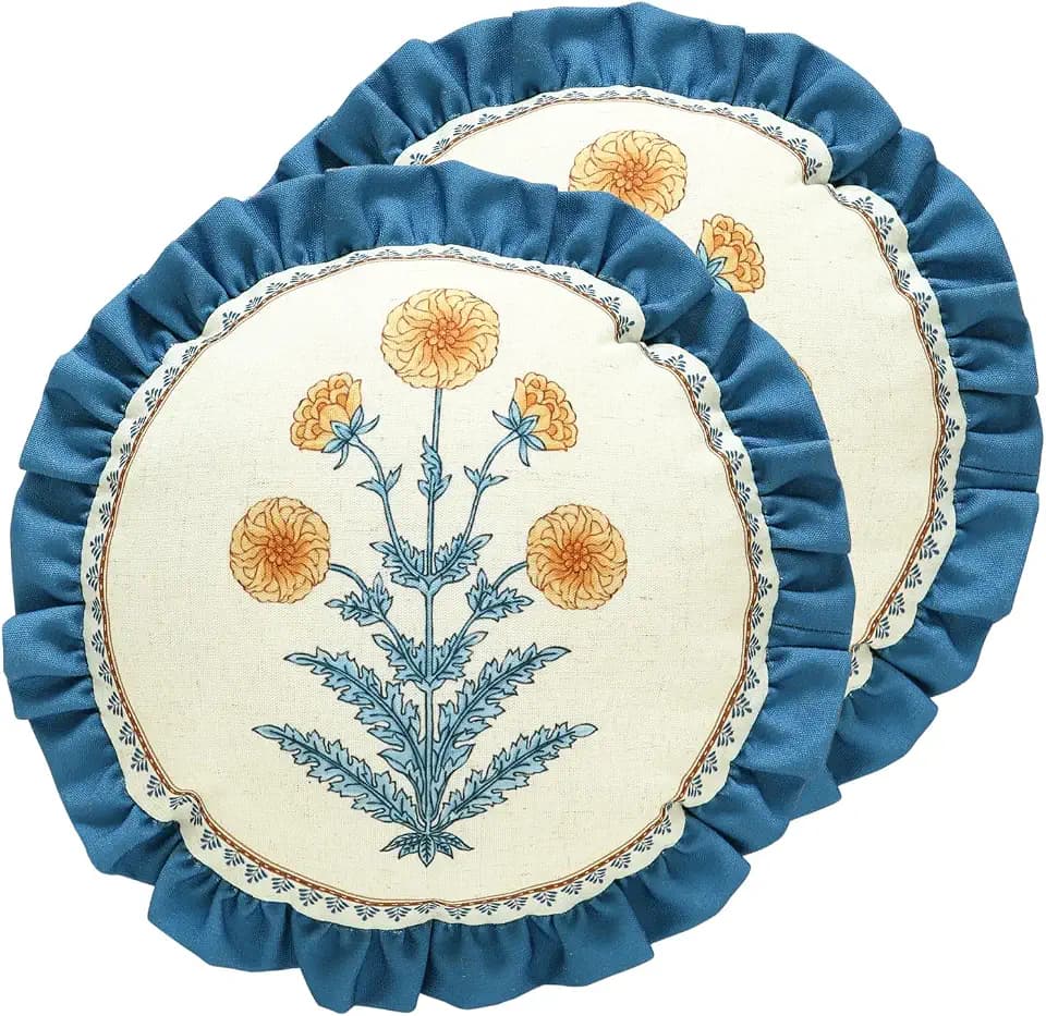 ISAENNE Linen Round Throw Pillow Cover,Set of 2,Diameter 16"-Estevan D