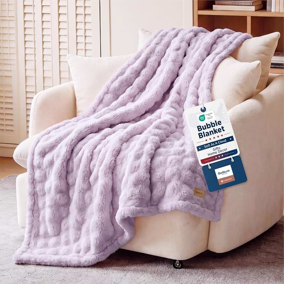 Bedsure Cloud Bubble Throw Blanket, Light Purple Gifts Room Decor, 50"×60"