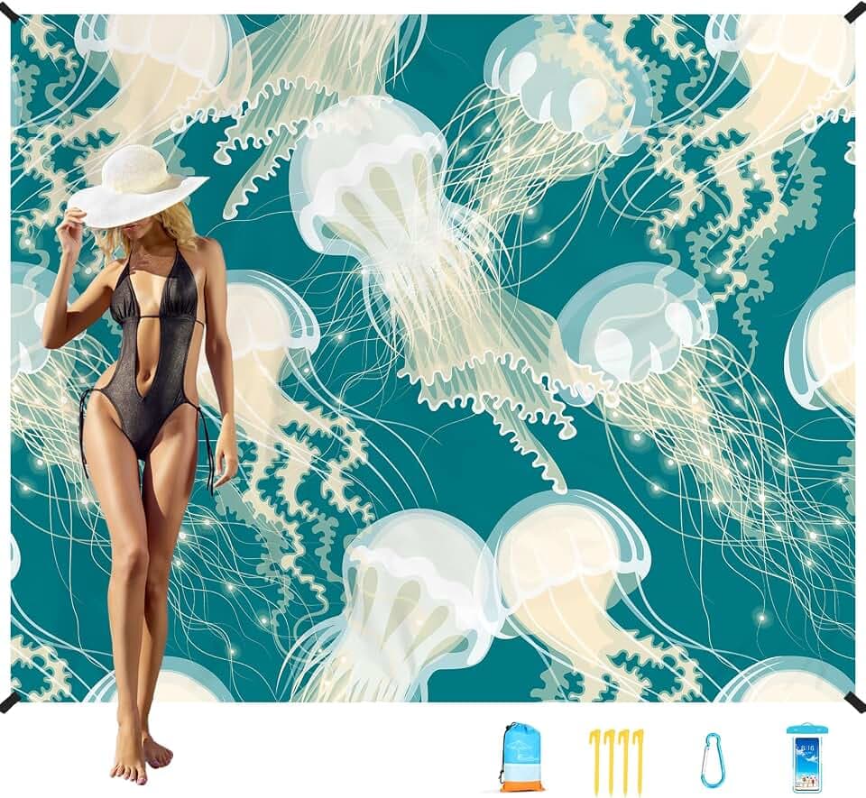 Beach Blanket Waterproof Sandproof 78''X81''/10'X9' Oversized Big Blanket