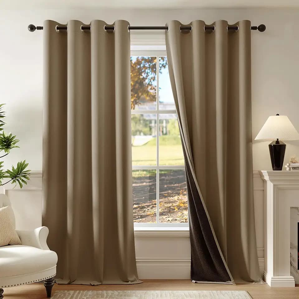 Beauoop Brown 100% Blackout Curtains for Bedroom Living Room 52x96 2 Panels