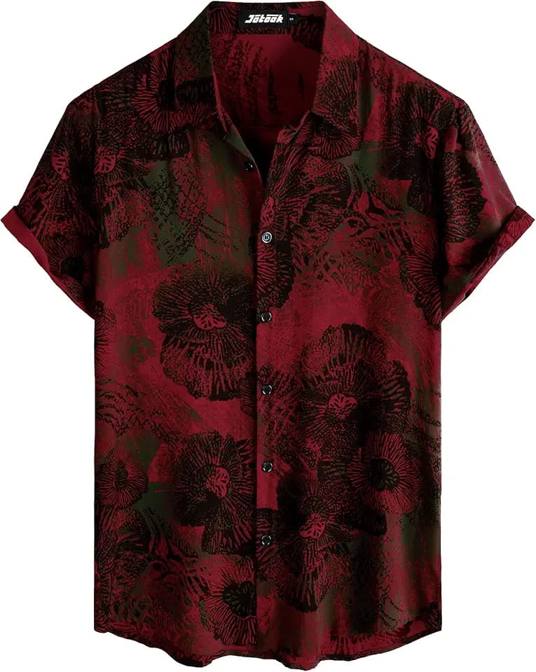 JOTOOK Mens Hawaiian Shirt Short Sleeve Button Down Summer Beach Shirts