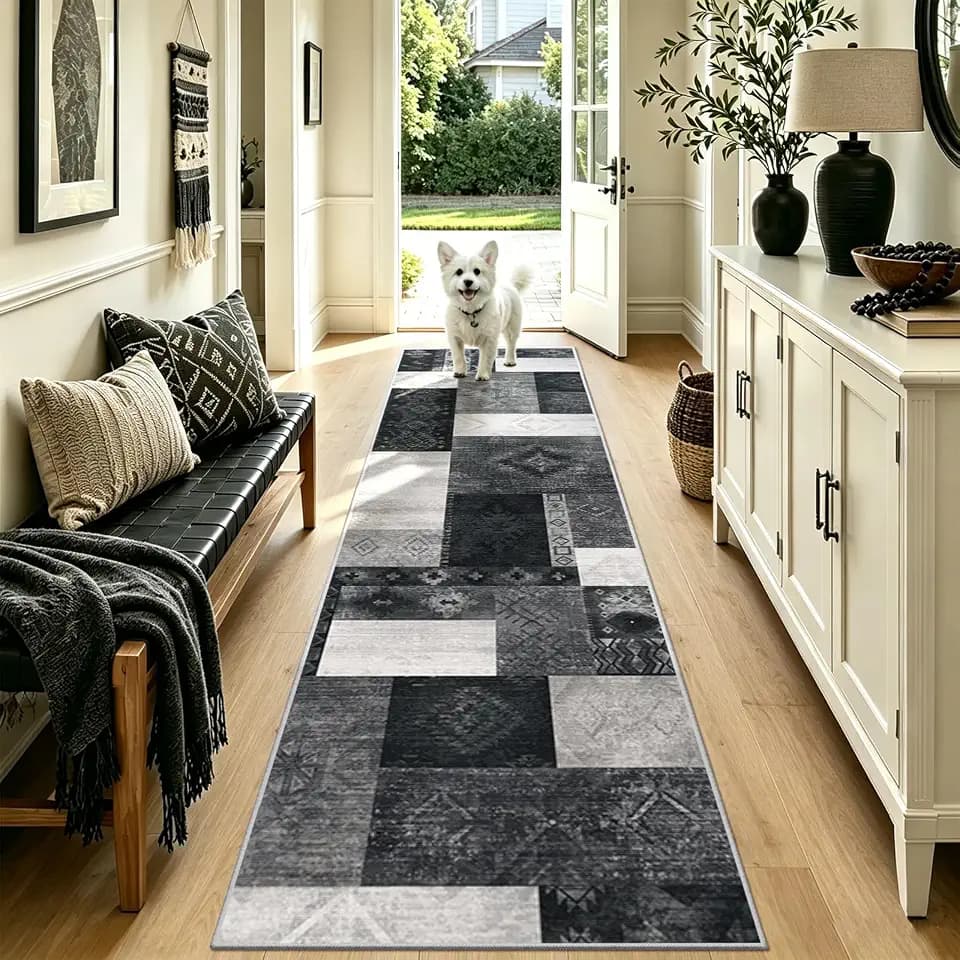 Yinhua Modern 2x7'3 Runner Rug Non Slip, Geometric Washable Rugs Runner