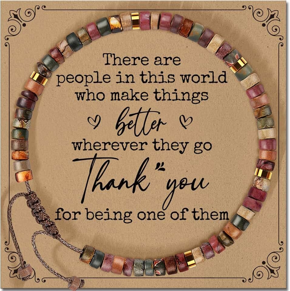 Inspirational Christmas Bracelet Gifts for Women: Healing Natural Stone Bracelet - Thinking of You Get Well Soon Birthday Gifts for Friend Sister Bestie BFF