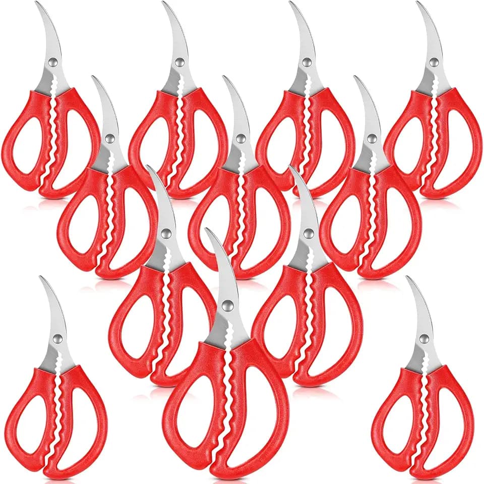 Gisafai 12 Pcs Kitchen Seafood Scissors for Crab Bulk,Leg Scissors Multifunctional Stainless Steel Shears Crab Leg Crackers Fish Shrimp Lobster tools for Kitchen Seafood Peeling