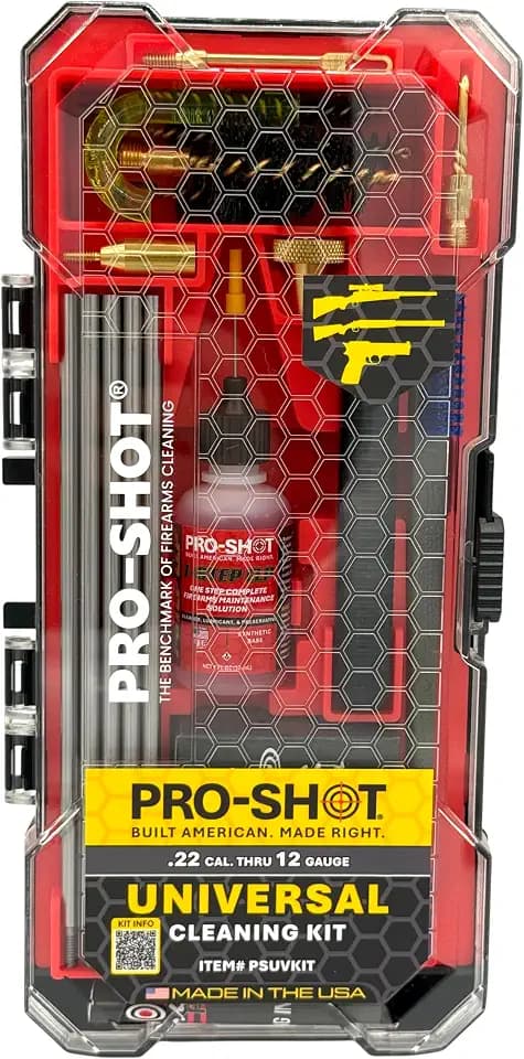 Pro-Shot Gun Cleaning Kits: Universal, Rifle, Pistol, and Shotgun Cleaning Kits with Premium Stainless Micro-Polished Rods, Brushes, Jags, Patches, CLP & Grease – Made in USA