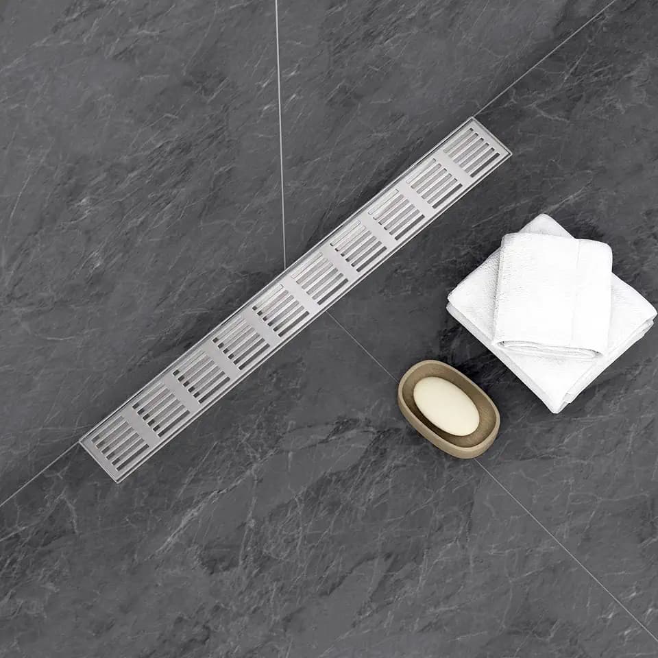Linear Shower Drain 32 Inch, Professional Brushed SUS-304 Stainless Steel Shower Drain, 51L/Min Fast Drainage Floor Linear Drain, US Standard CUPC Certified, Brushed Silver, SD-109