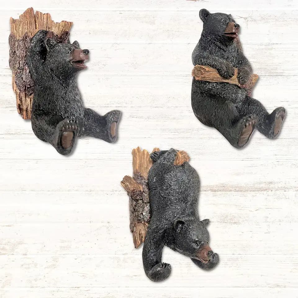 BestGiftEver Black Bear Coat Hooks, Set of 3