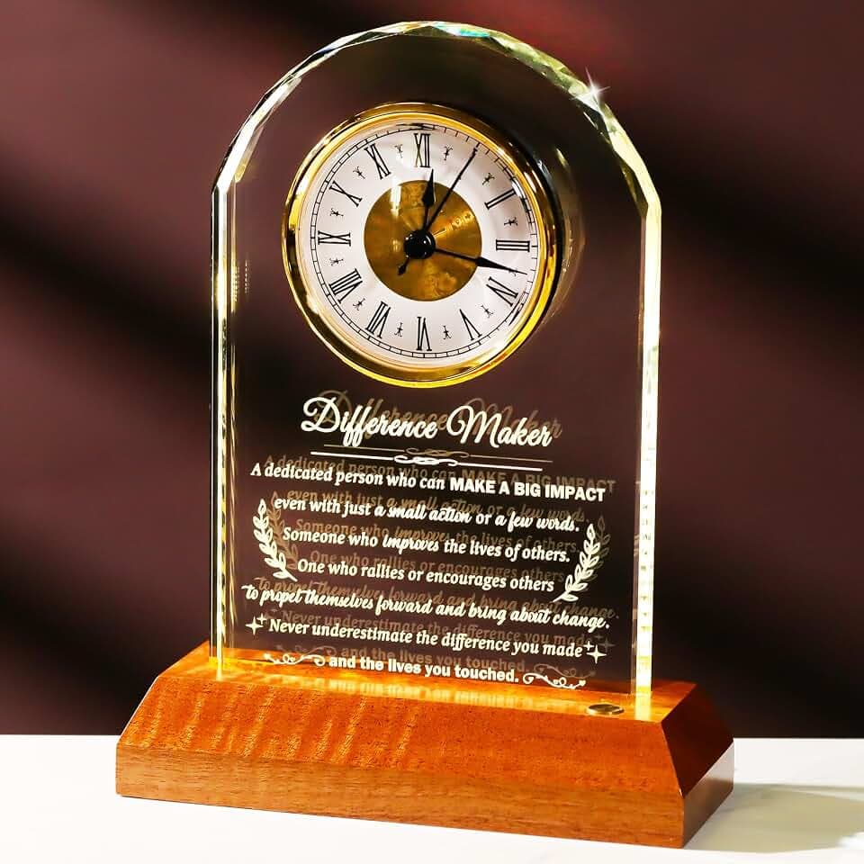 Arikyrist Difference Maker Glass Clock Thank You Gifts for Women Men