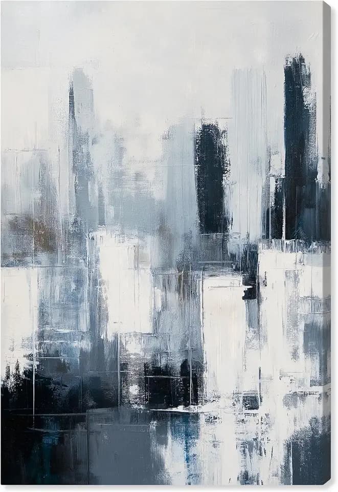 Art Remedy Grey Matter Canvas Blue Abstract Art, Gallery Wrapped, 20" x 30"