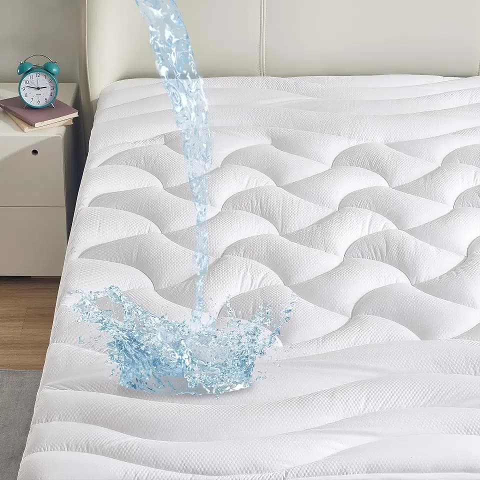 SLEEP ZONE Waterproof Mattress Pad California King, Breathable Mattress Topper Quilted Fitted Cover Protector with Deep Pockets fits 8-21 inch, White
