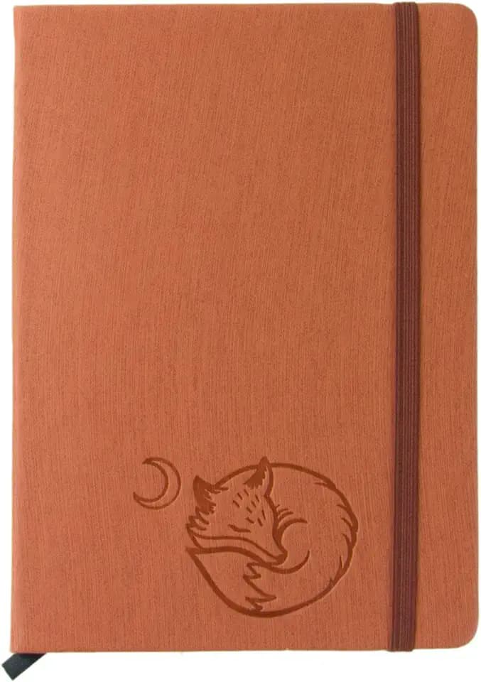Red Co. 5” x 7” Embossed Fox Textured Faux Leather Journal, 240 Lined Pages, Rust Orange