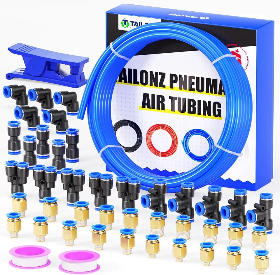 TAILONZ Blue 8mm OD 5mm ID PU Air Hose Pipe Tube Kit 32 Meter 100ft
