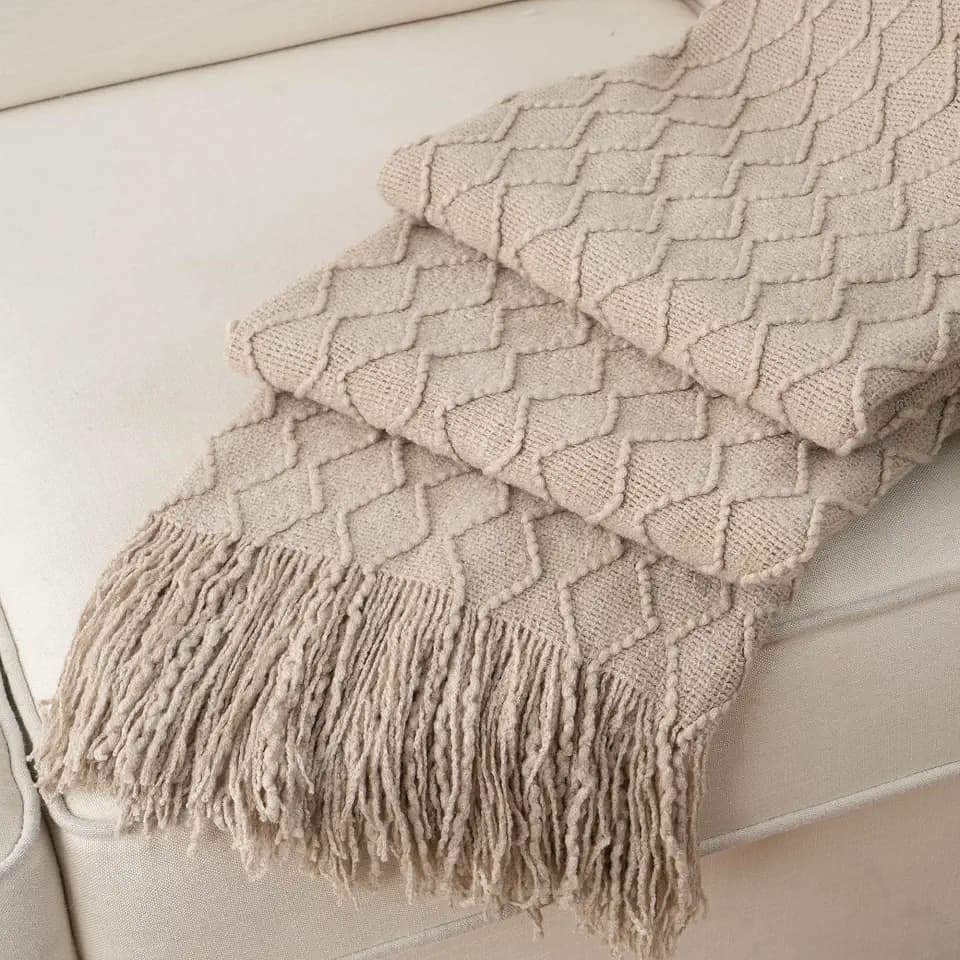 BATTILO HOME Khaki Throw Blankets for Couch, Tan Throw Blanket, 50"x60"