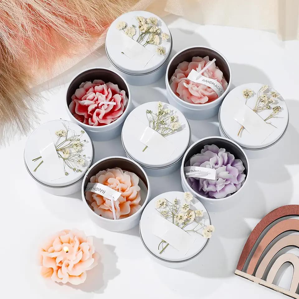 Threlaco 12 Pcs Flower Scented Candles,Bridesmaid Gift Set, Colored