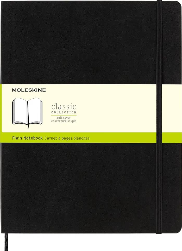 Moleskine Classic Notebook, Soft Cover, XXL (8.5" x 11") Plain/Blank, Black, 192 Pages
