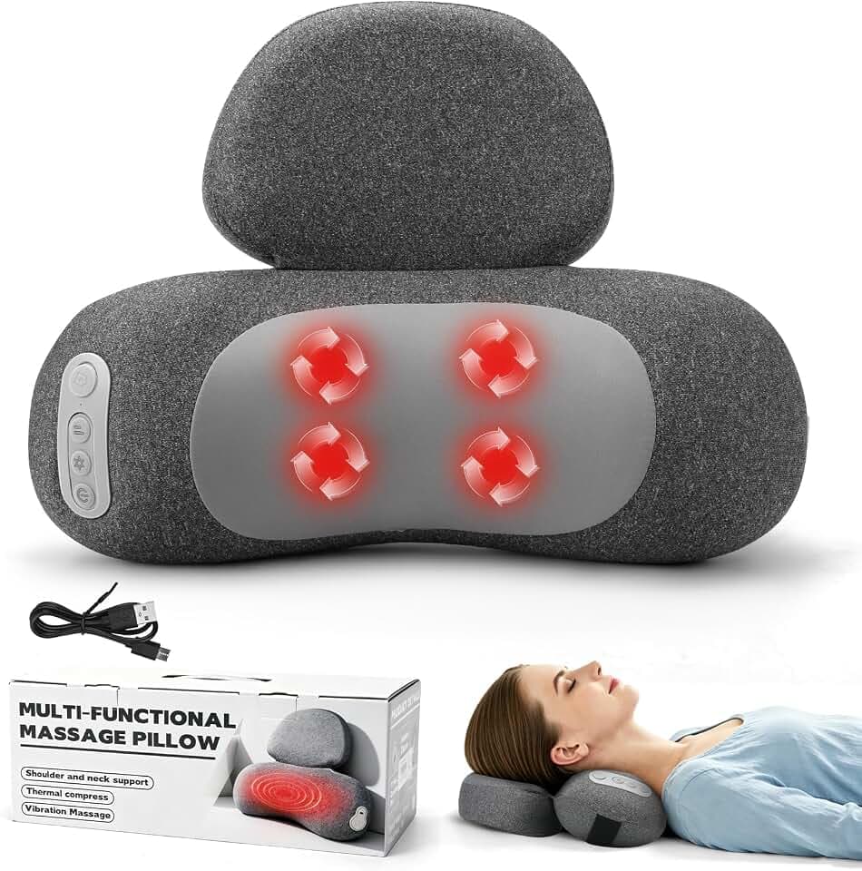 Nackenmassagegerät mit Wärme, 3-in-1 Elektrisch Nackenmassagekissen