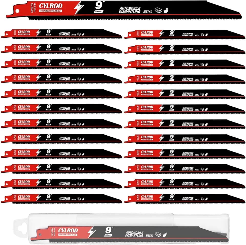 25 Pack 9 in 14/18 TPI Reciprocating Saw Blades for Sawzall Blades Metal Cutting,M42 Steel Cobalt Bi-Metal Blades for Automobile Dismantling Replace for Milwaukee for Dewalt for Diablo Sawblade