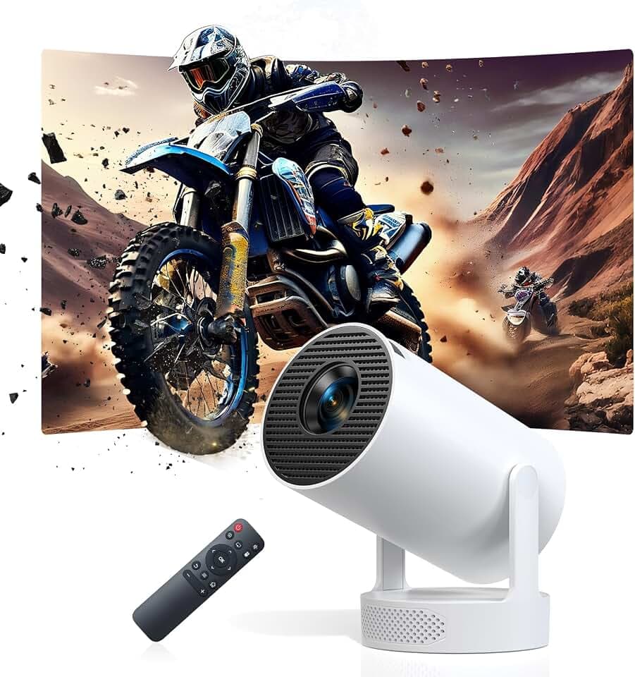 Smart Mini Beamer, Upgraded Hi-Fi Mini-Projektor mit 4K-1080P-Unterstützung, 300 ANSI-Lumen, WIFI6 & Bluetooth & Auto-Keystone Video Projektor für Schlafzimmer Heimkino