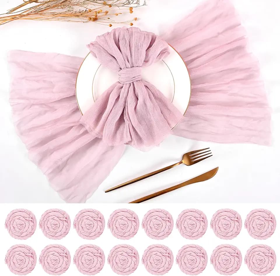 Pesonlook 50 Pcs Light Pink Cheesecloth Napkins for Wedding,20 x 20 Inch