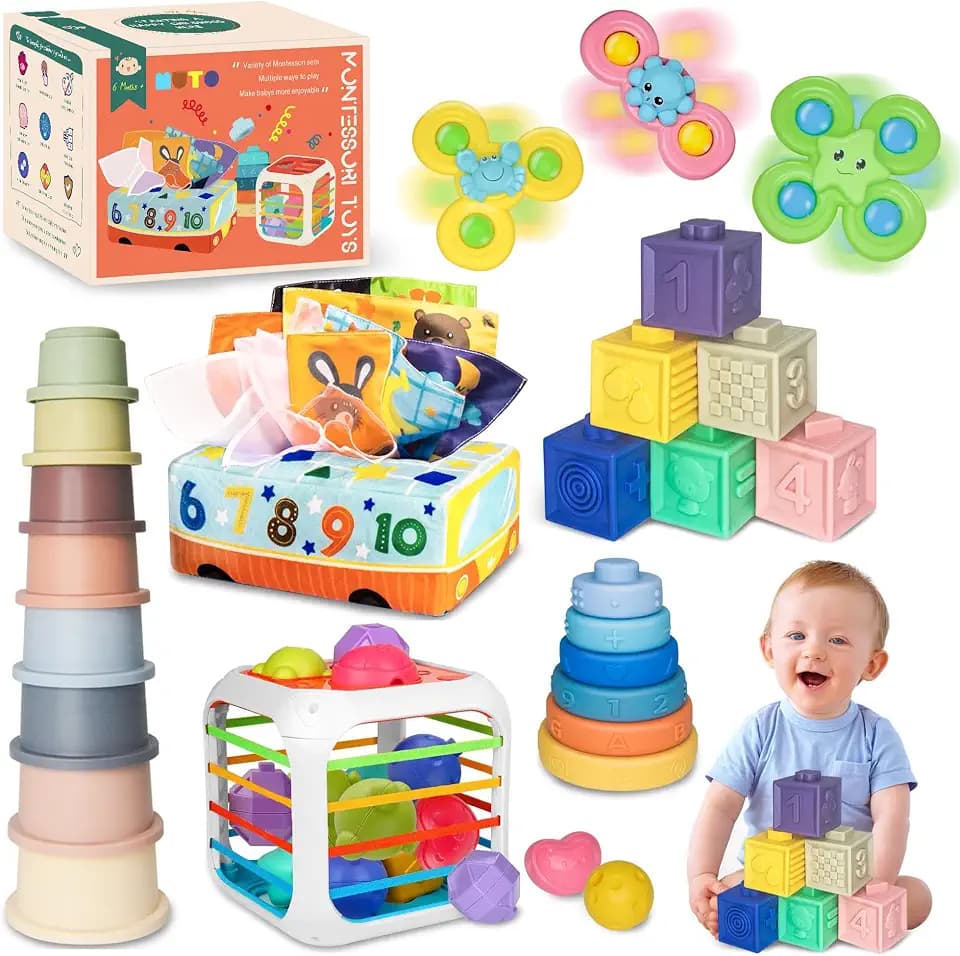 Baby Toys 6-12 Months, 6 in 1 Montessori Toys for 6-12 Months