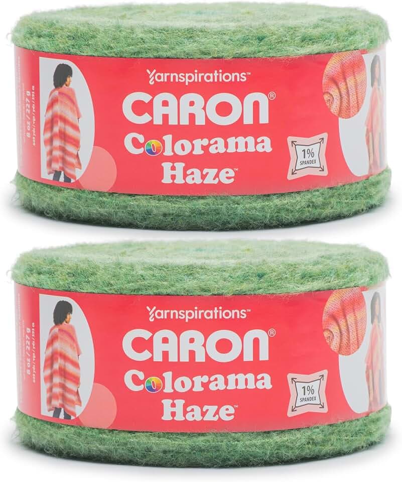 Caron Colorama Haze Cake Felted Yarn, Soft Yarn Cake, Moss Bed, 2-Pack