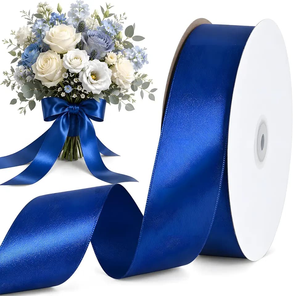 TONIFUL 100 Yard Navy Blue Satin Ribbon 1-1/2 Inch for Gift Wrapping