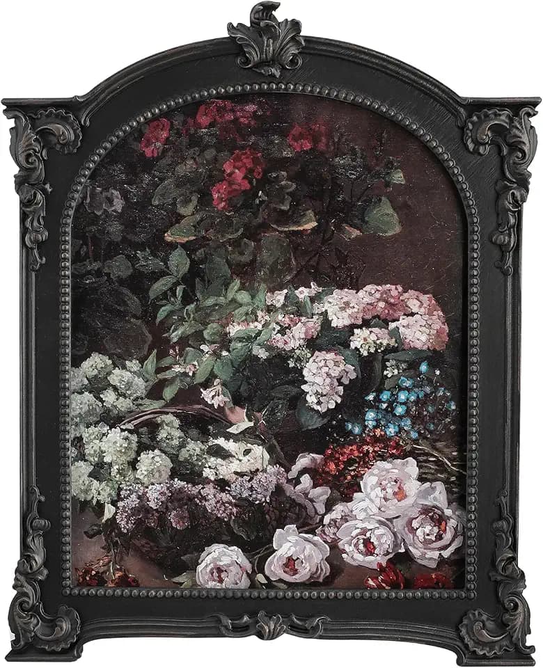 8x10 Gothic Vintage Picture Frame - Antique Arched Antique Frames 8x 10 With Glass Front, Fancy Ornate Black Frame 8 X 10 For Tabletop And Wall Mounting, Victorian Photo Frames For Walls Hanging,Vintage Wall Art,Halloween Picture Frame(Antique Black, 8X10)