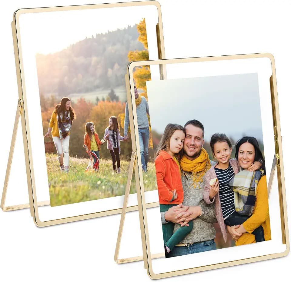 Sheffield Home Floating Metal Photo Frame – Modern Display Frame for Wall or Tabletop, 8x10 Inch, Gold